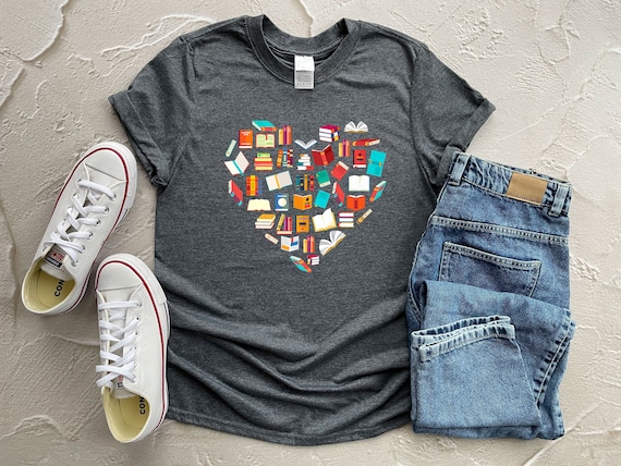 Reading T-Shirt Book Librarian Library Heart Tee Reading T-Shirt Book Librarian Library Heart Tee