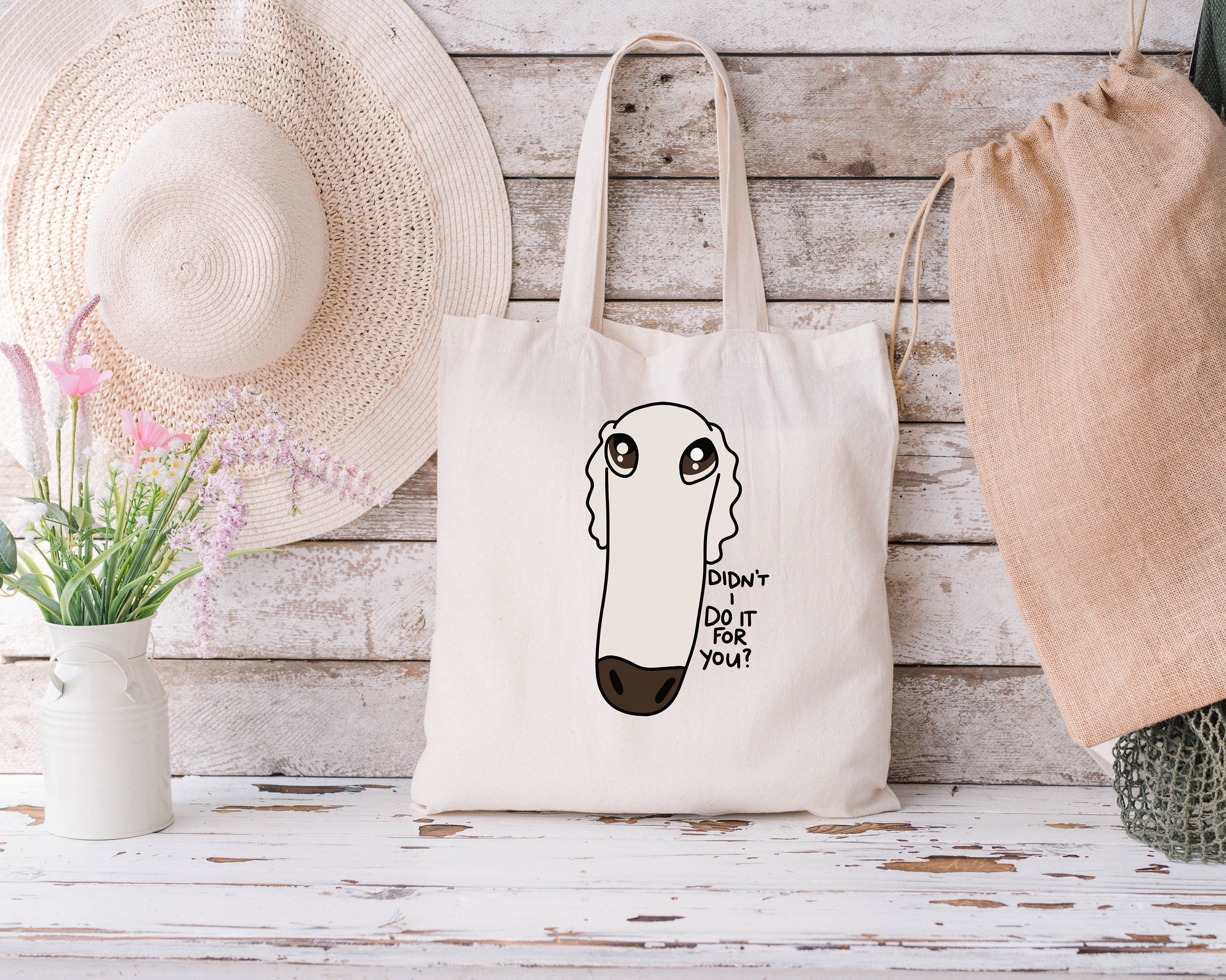 Discover Didn't I Do It For You Tote Bag, Long Nose Dog Tote Bag