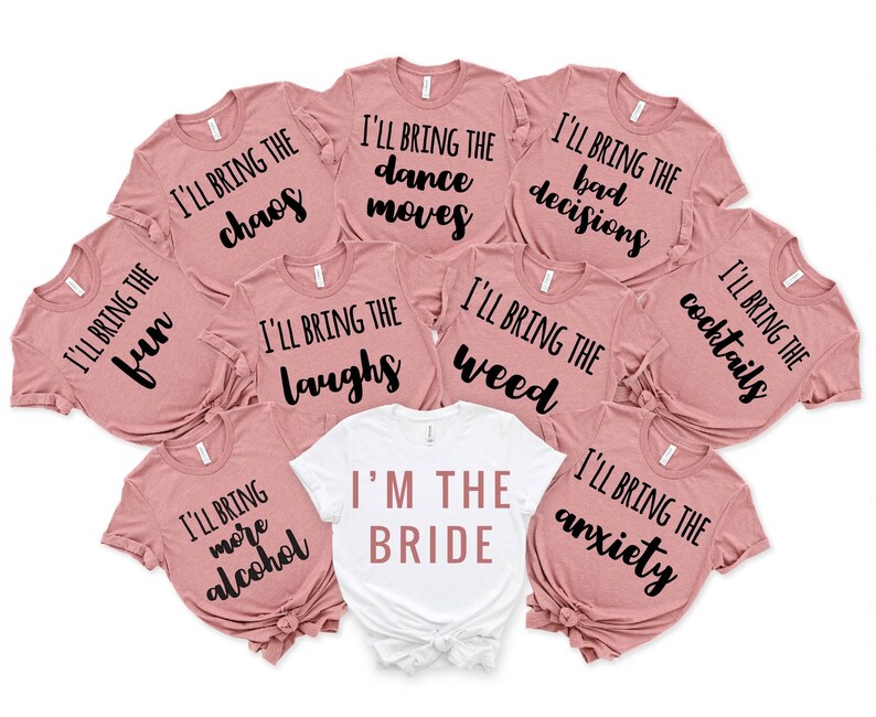 Bachelorette Party Shirts for Bride and Bridesmaids, Matching Bridal Party Shirts, Team Bride Shirts, Custom Wedding Shirts for Group bild 1