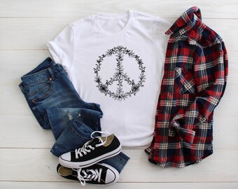 Peace Flower Shirt, Peace T-shirt, Peace Shirt, Peace Sign Shirt, Hippie Shirt , Peace Symbol, Peace Gifts, Peace Tee, Peace Symbol Shirt