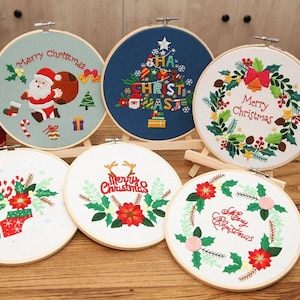 Christmas Embroidery Kit for Beginner | Christmas DIY Craft Kit | Christmas Ornament, Christmas Decoration, Wall Art Hanging, Christmas Gift