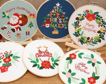 Christmas Embroidery Kit for Beginner | Christmas DIY Craft Kit | Christmas Ornament, Christmas Decoration, Wall Art Hanging, Christmas Gift