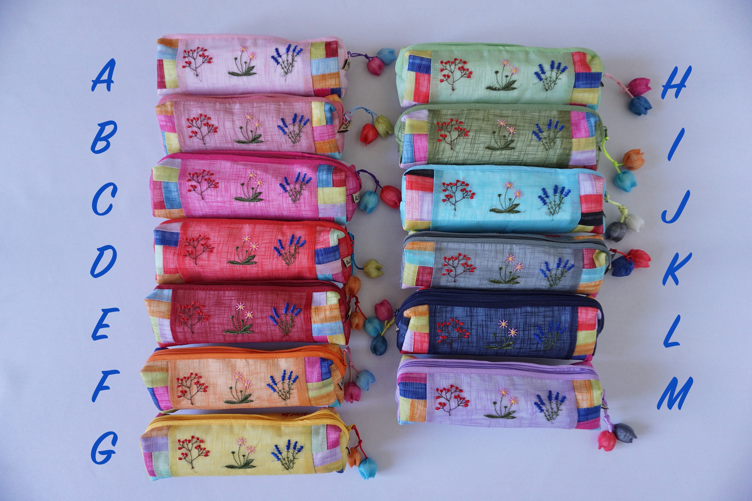 Embroidered Pencil Case Floral Pencil Pouch Makeup Bag Etsy