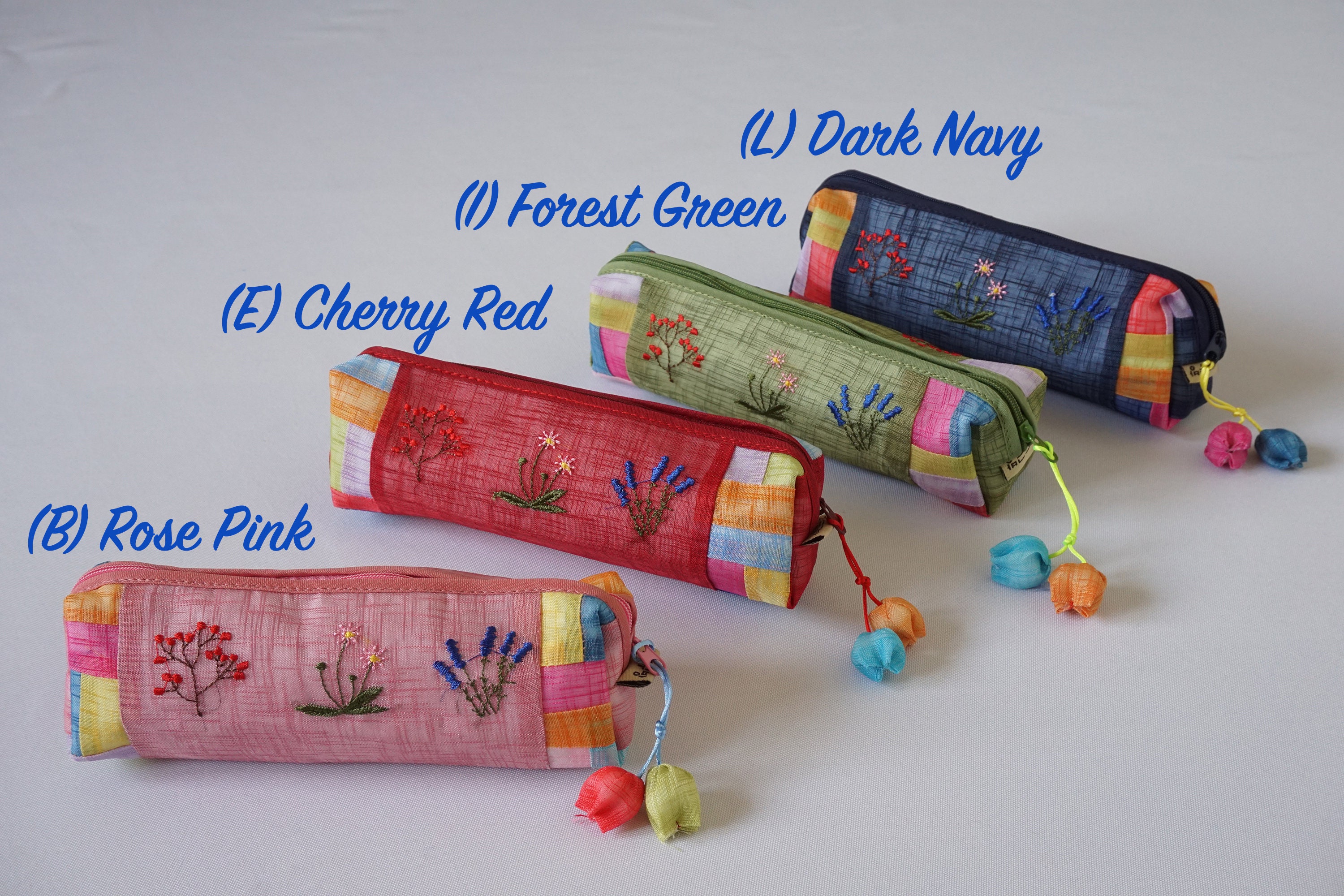 Embroidered Pencil Case Floral Pencil Pouch Makeup Bag Etsy