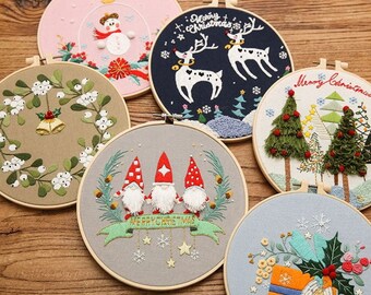 Kit de broderie de Noël pour débutant | Kit de bricolage de Noël | Ornement de Noël, Décoration de Noël, Décoration murale, Cadeau de Noël