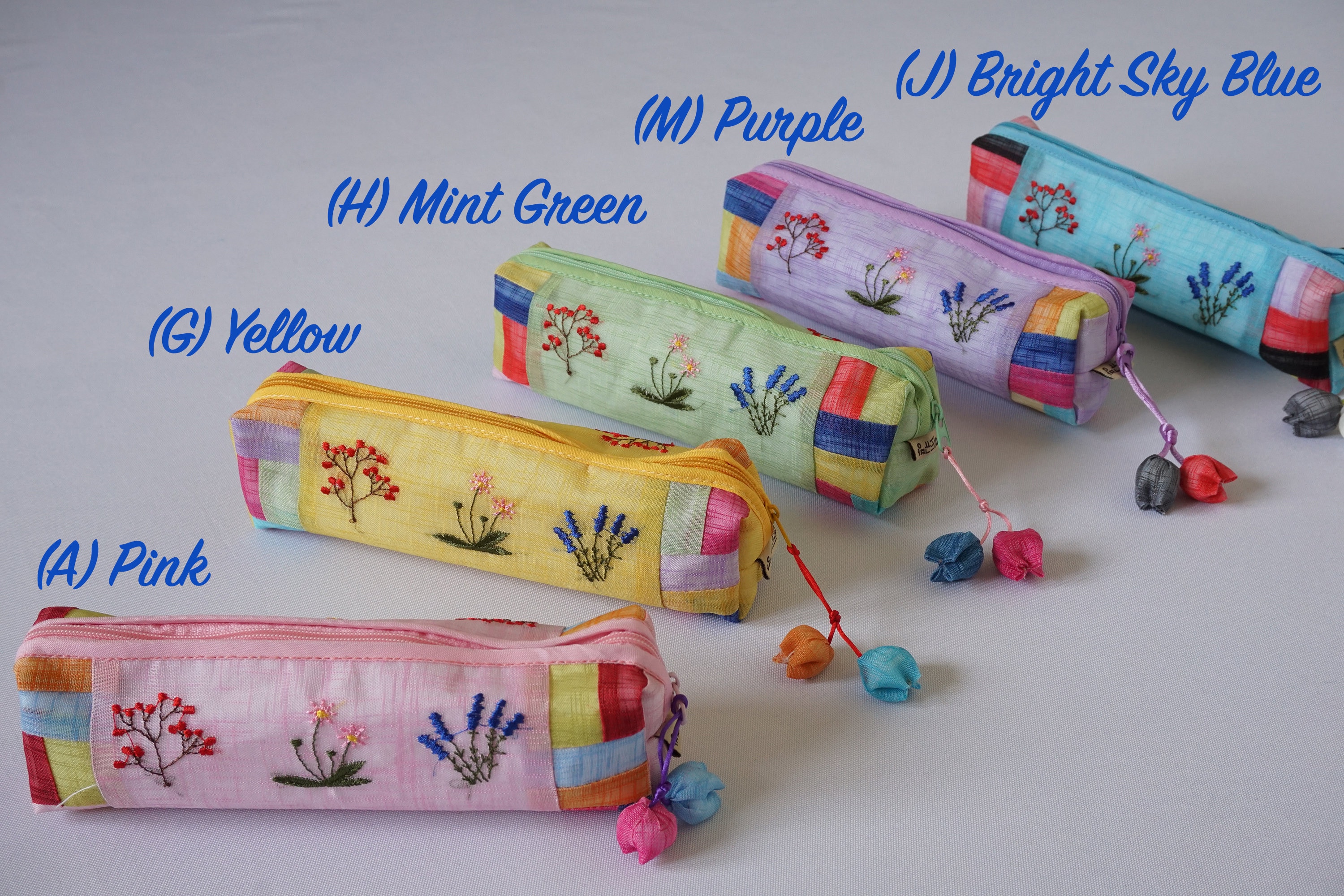 Embroidered Pencil Case Floral Pencil Pouch Makeup Bag Etsy