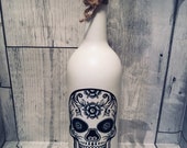 Sugar skull bottle lamp
