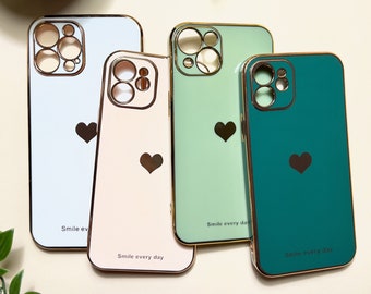 Luxury Heart Gold Accent iPhone Case For iPhone 13 | 12 | 12 Pro | 12 Mini | 11 | 11 Pro Max | SE2 Fashion For iPhone X/Xs | XR