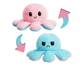 Reversible Octopus Plush Mood Octopus, Double-Sided Flip Plush Toy