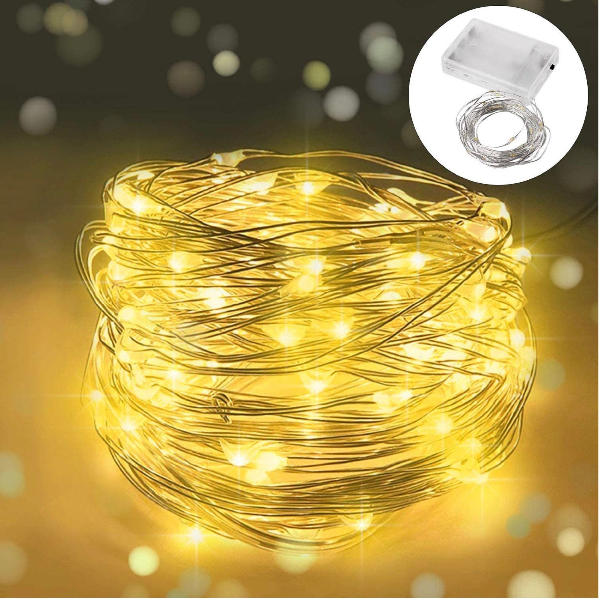 20/50/100 LEDs Battery Operated Mini LED Copper Wire String Fairy Lights 5M/10M 