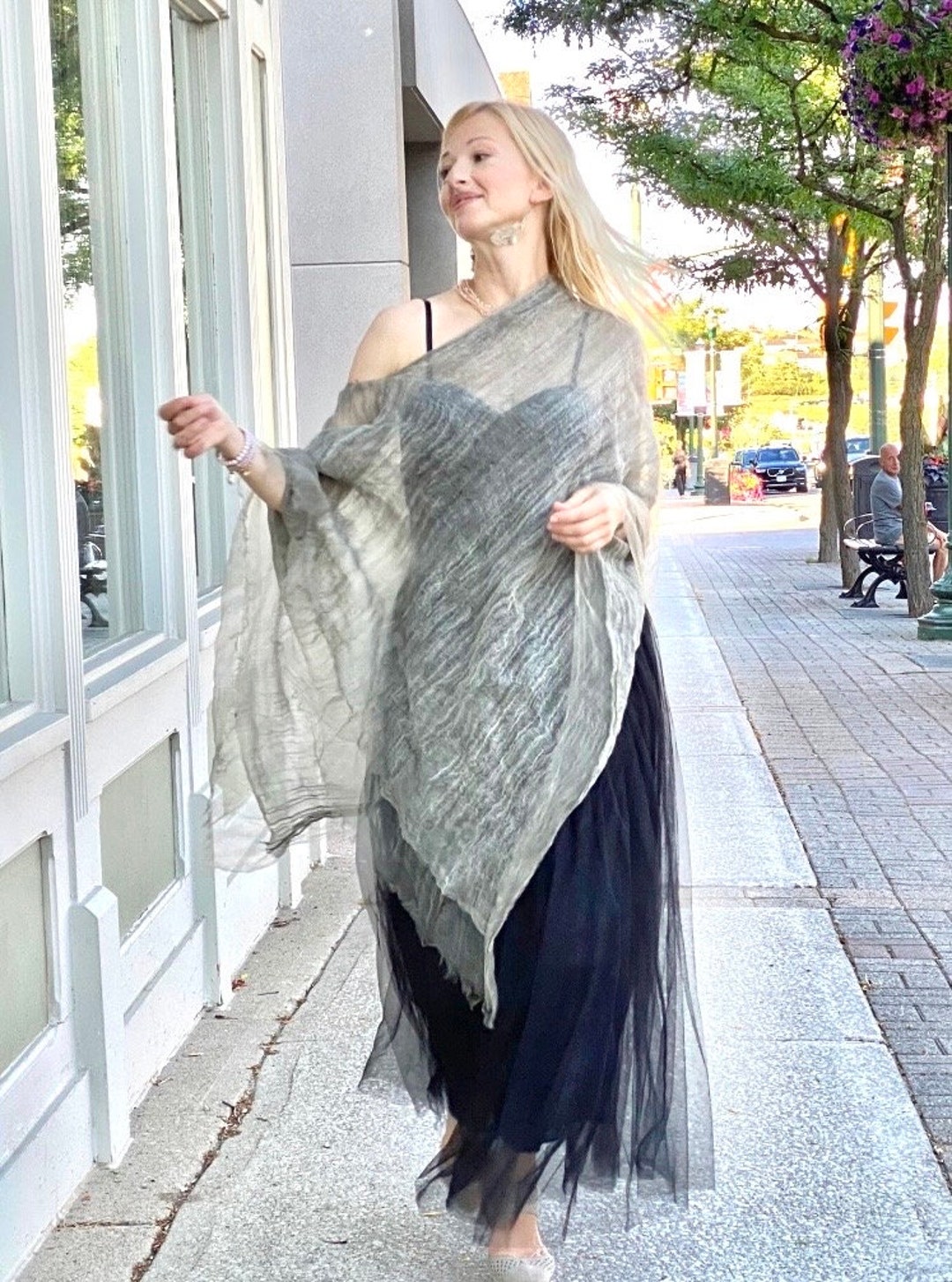 最終値下　MARGE Tulle floral sheer scarf gray 最終値下 MARGE Tulle floral sheer scarf gray exclusive item】MARGE