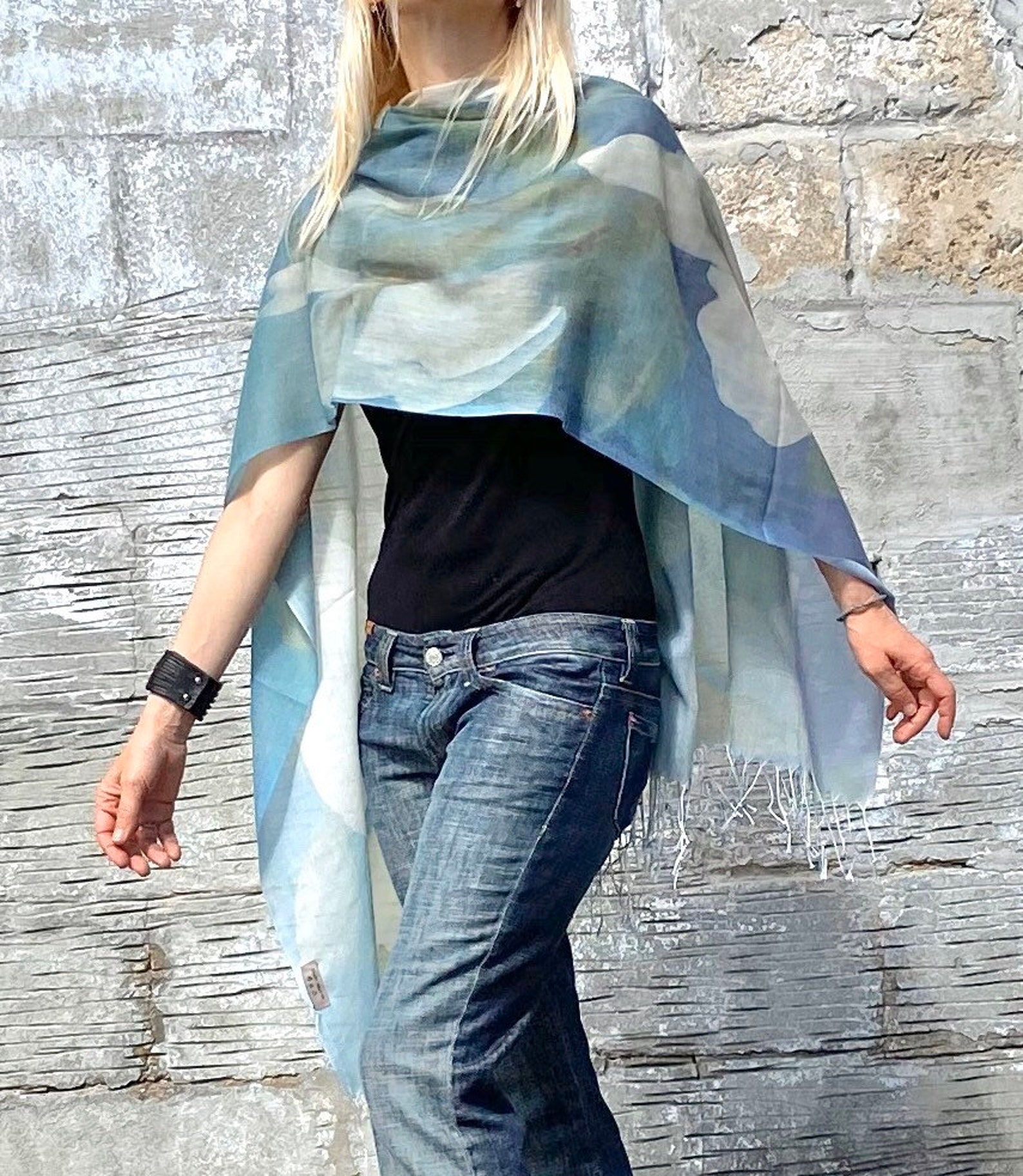 shawl for blue dress