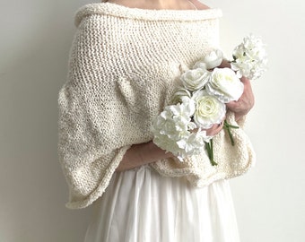 Bridal Knitted Off Shoulder Capelet Shawl With Ruffles, winner wedding warm short cape, plus sizes bride cover up, alpaca bridesmaids stole