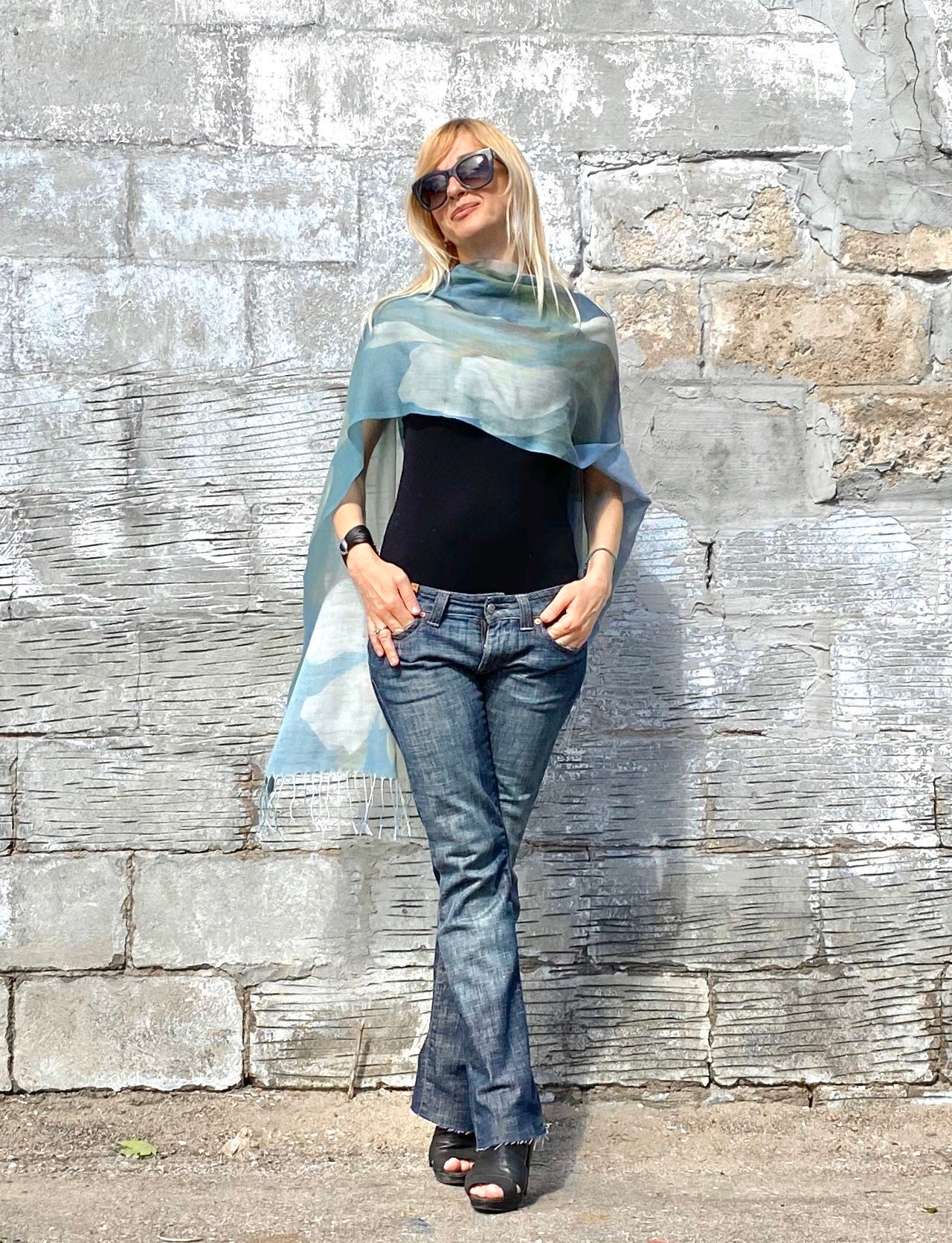 shawl for blue dress