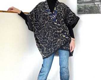 Kimono Cardigan. Jacquard Kimono Vest. Oversized Kimono Wrap. Plus Size Kimono Jacket. Silk Vest