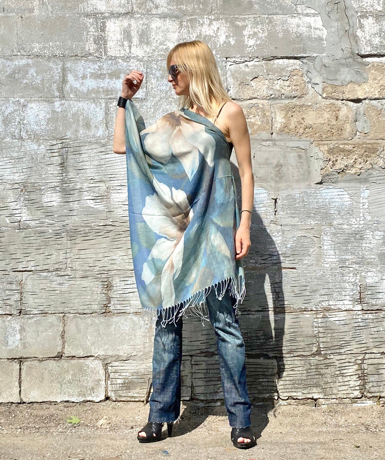 shawl for blue dress