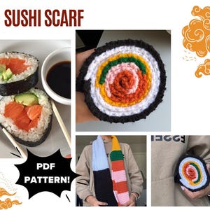 Sushi Scarf Crochet Pattern - Handmade Crochet Accessory Instructions - Beginner-Friendly, Easy - PATTERN ONLY!