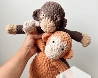 Mac The Monkey Crochet Snuggler Pattern, crochet monkey, Amigurumi monkey
