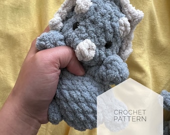 NO SEW- Bitsy Buddy Tully The Triceratops Crochet Pattern Crochet dinosaur