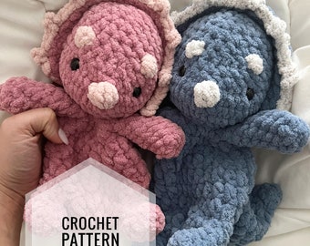 Tully The Triceratops Snuggler Crochet Dinosaur Pattern English PDF