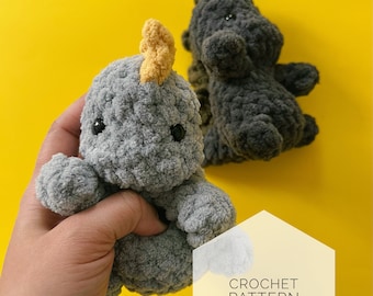 NO SEW Mini Duffy The Dino crochet pattern - Bitsy Buddy