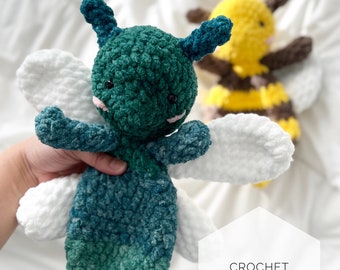 Demi The Dragonfly crochet pattern, amigurumi snuggler