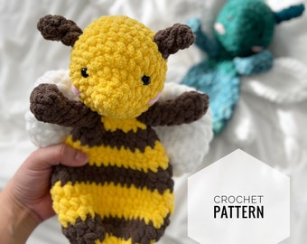 Benji The Bee crochet pattern, crochet snuggler