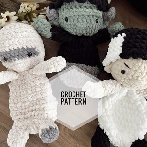 Monster Mash Bundle: Frankenstein, The Bride and The Mummy Crochet Snuggler Pattern