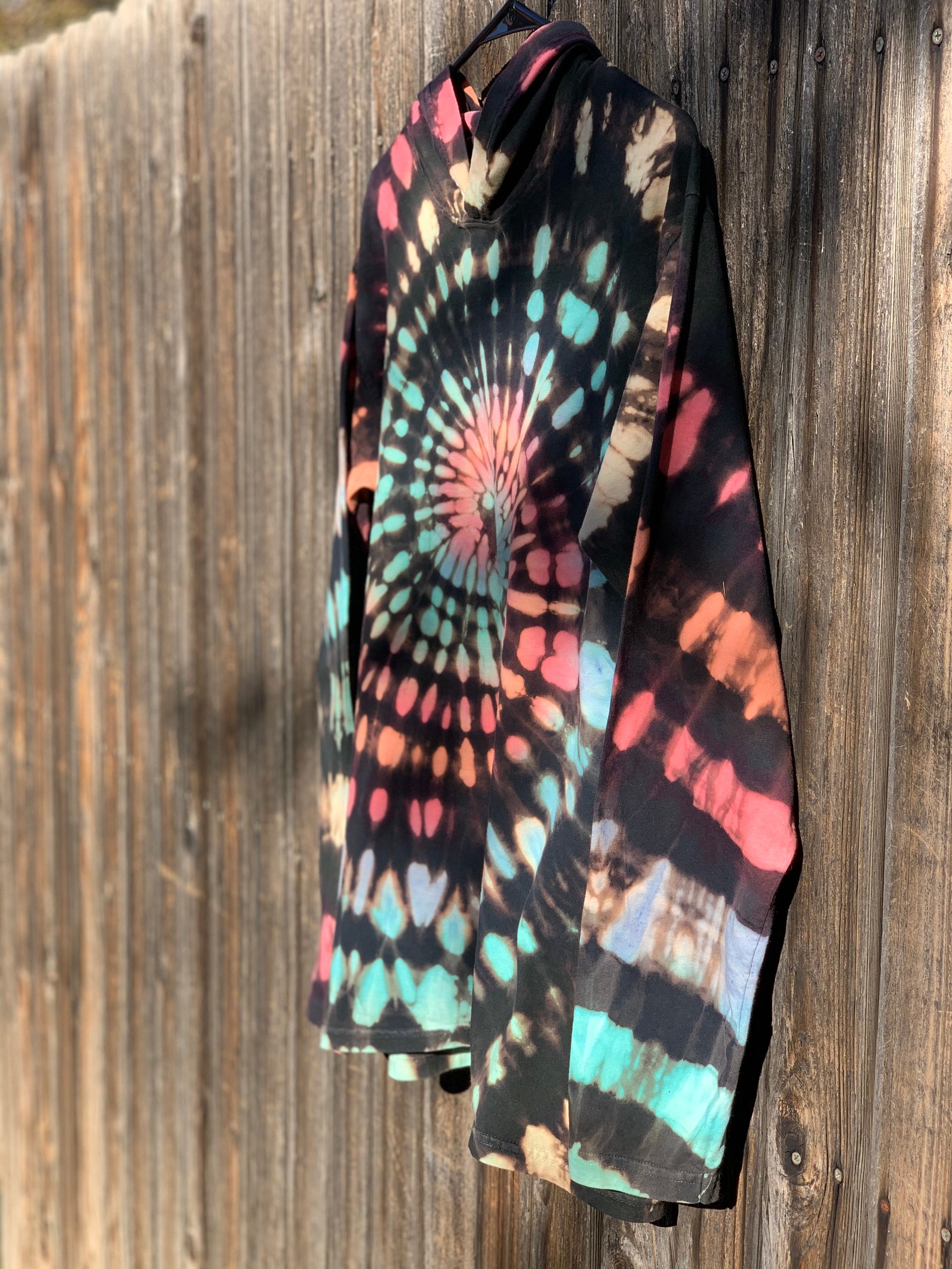 DoOrDyedStudio Tie Dye- Reverse Dyed Black Cropped Hoodie- Ultra Soft