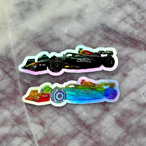 F1 Rainbow Racecar Holographic Sticker - Vinyl + Waterproof