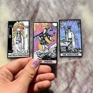 Groovy tarotkaartstickers, tarotkaart, tarotkaartsticker, holografisch, liefhebbers, magische sticker, trippy