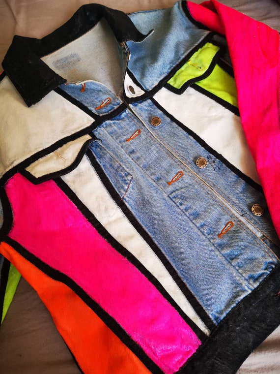 bright pink denim jacket