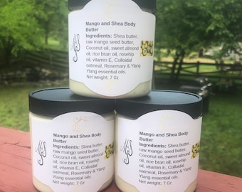 Mango and Shea Vegan Body Butter/  All Natural Moisturizing Body Lotion