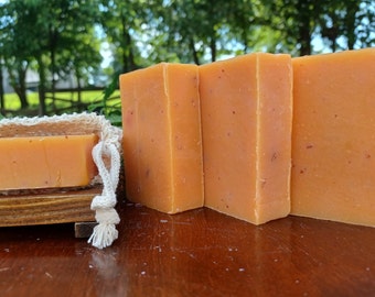 Exfoliating Cold Processed Soothing Oatmeal Soap / Vegan, Moisturizing, & Conditioning / Madi's Orange Oatmeal Soap