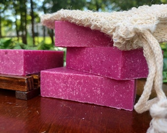 Exfoliating Cold Processed Soap Bar / Cleanses & Lathers Well / Madi's Red Sky Scrub Soap