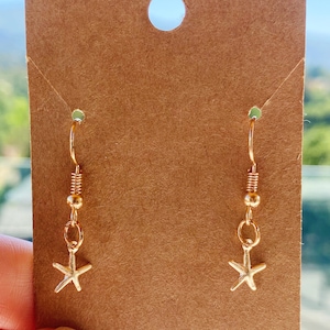 Gold Starfish Dangle/Drop Earrings | Starfish Charm Earrings | Starfish Earrings