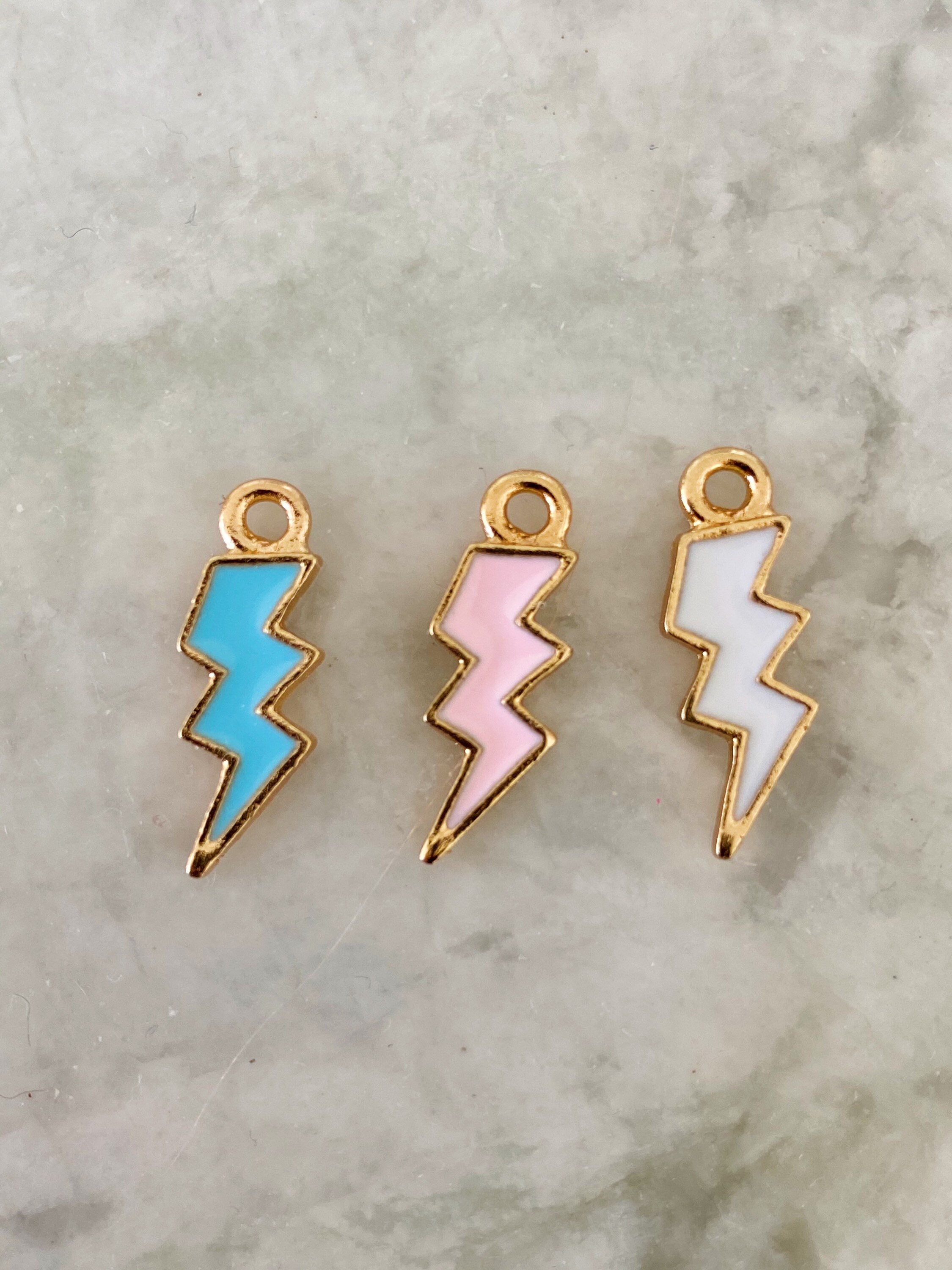 Lightning Bolt Necklace in Three Colorsblue White and Pink Etsy