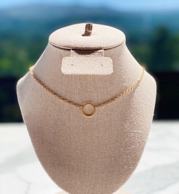 Gold Hoop Necklace, Gold Hoop Choker, Gold Choker, Gold Necklace