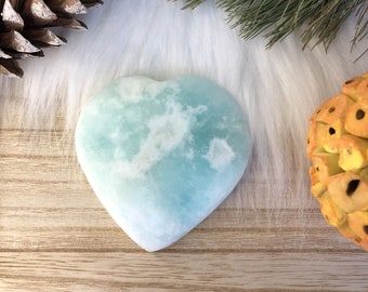 Caribbean Blue Calcite Heart