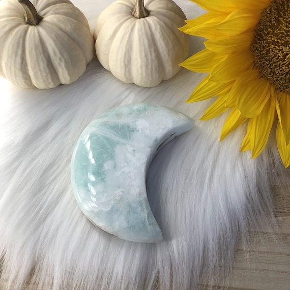 Caribbean Blue Calcite Moon
