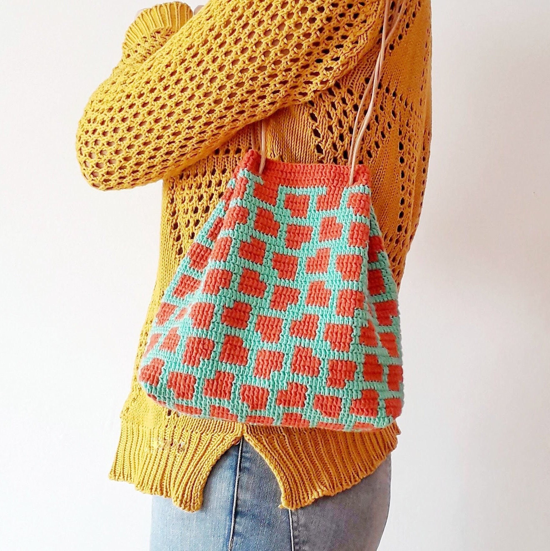 LLBC • Louis Vuitton inspired Crochet bag Tapestry Crochet