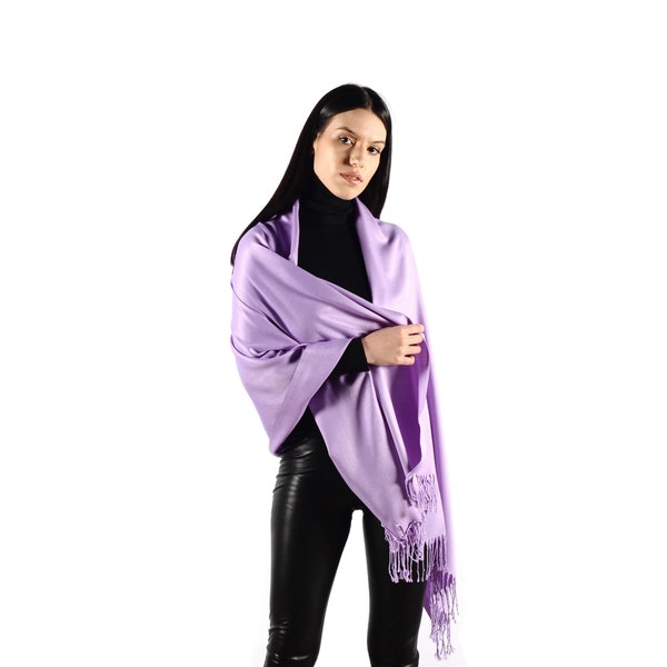 Lilac Purple Scarf Wrap Shawl Pashmina Silky Soft Oversized | Wedding Pashmina | Bridesmaid Gift | Birthday Gift - SEND FROM U.S.