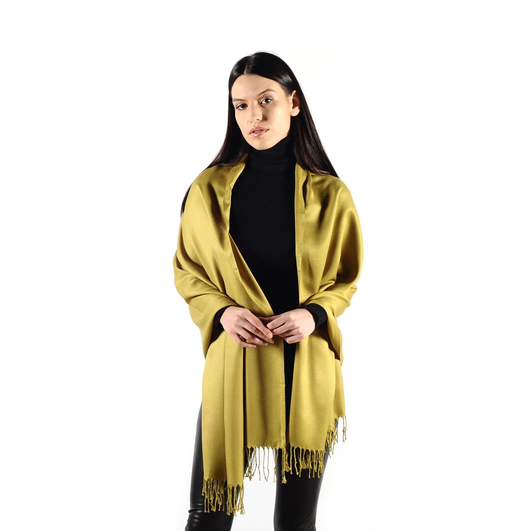 Olive Green Scarf Wrap Shawl Pashmina Silky Soft Oversized Wedding