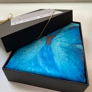Best Gift Scarf in Gift Box - Silky Art Scarves Butterfly in an Elegant Black Gift Box Golden Loop and Hand-written Card