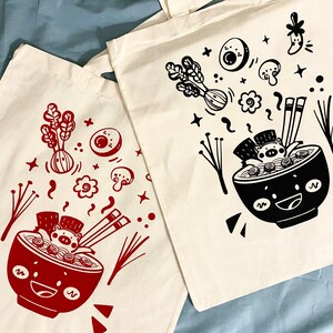 Tote bag sac en tissu coton avec vinyl htv ramen