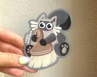 Painter Cat Sticker “I Feel Inspired” | Glossy, Matte or Holographic