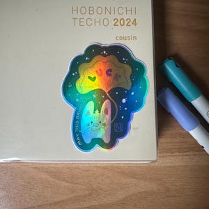 Autocollant holographique lapin chance porte bonheur