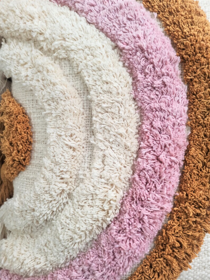 Pink Mustard Yellow & Natural White Tassels Pillow Cover Boho Etsy