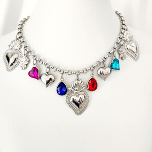 Collar sagrado corazón Vintage, Hecho a Mano, Collar Frida Mexicano