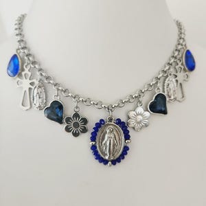 Collar  Vintage  Medalla Milagrosa, collar  dijes católicos Plata ,  Collar  Catolico , Regalo para Mujeres Católicas